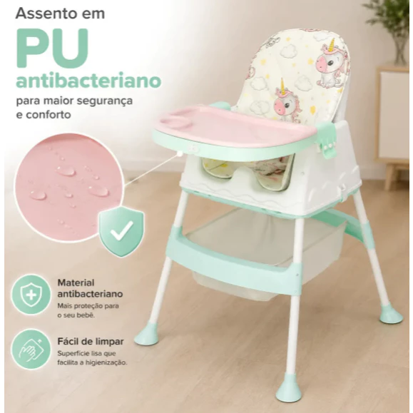 Cadeira de Alimentação Infantil Portátil Multifuncional 3 Alturas — foto 9