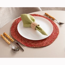 Lugar Americano Fibra Natural 37cm Wolff Colorido para Mesa Posta Jantar Almoço Café Decoração Artesanal Proteção Casa