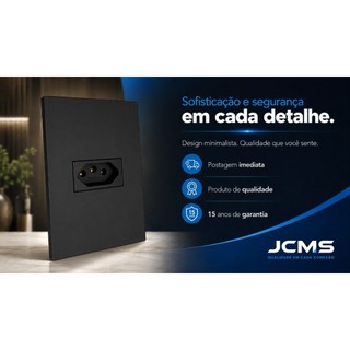 conjunto tomada simples, tomada dupla, interruptor simples Recta Preto fosco
