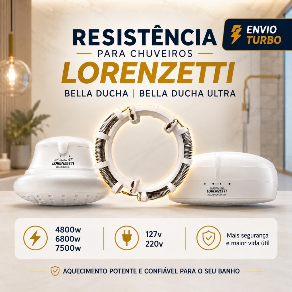 Resistência lorenzetti Compatível  Bella Ducha 4T / D.Fashion 4t / Ultra 4T –220V 6800W