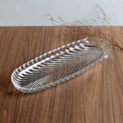 Travessa Prato decorativo de cristal leaf 39x13,5 / 32,5x12,5 Lyor
