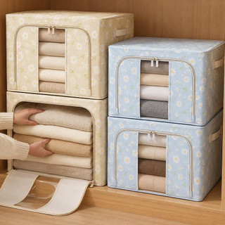 24L/66L/100L Caixa Organizadora Roupas Brinquedos Lençol Edredom Guarda Roupa Dobrável Visor Transparente