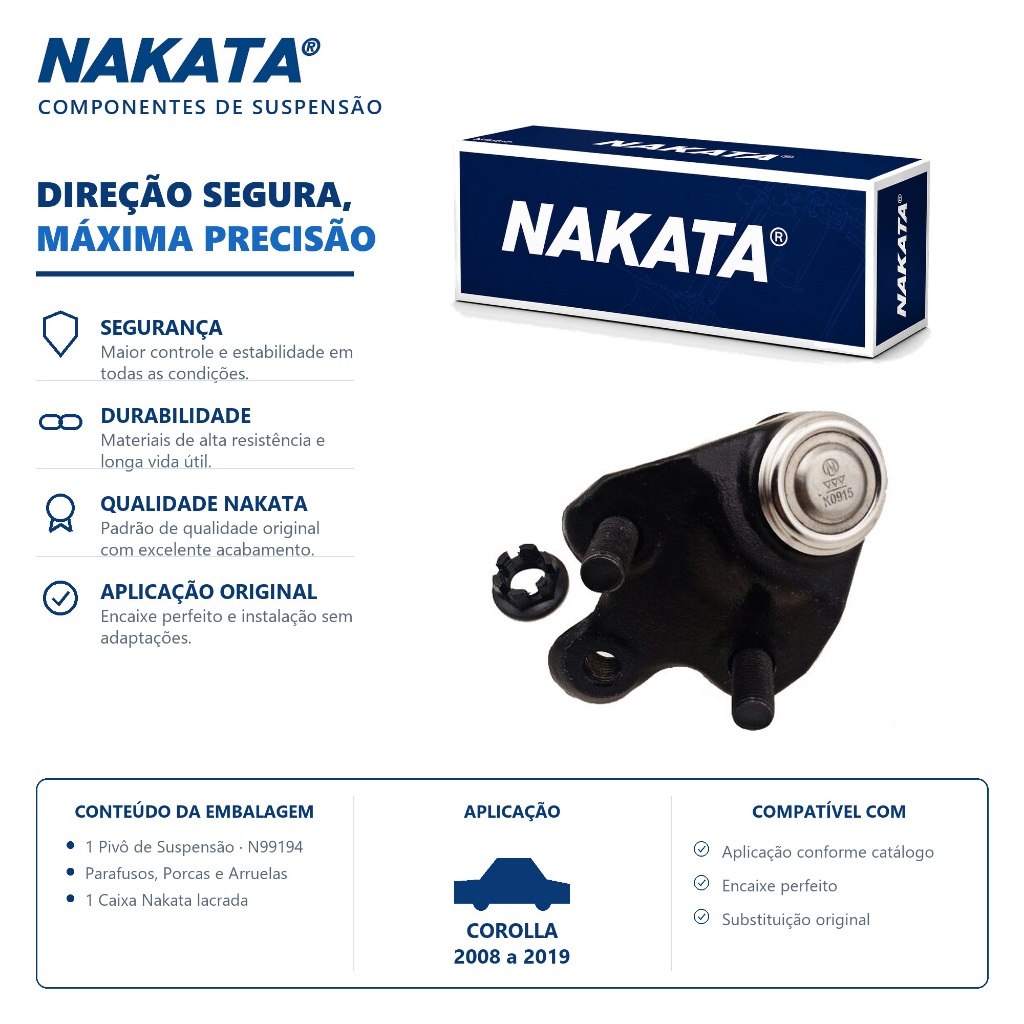 Pivo De Suspensão Corolla 2008 Até 2019 Original Nakata
