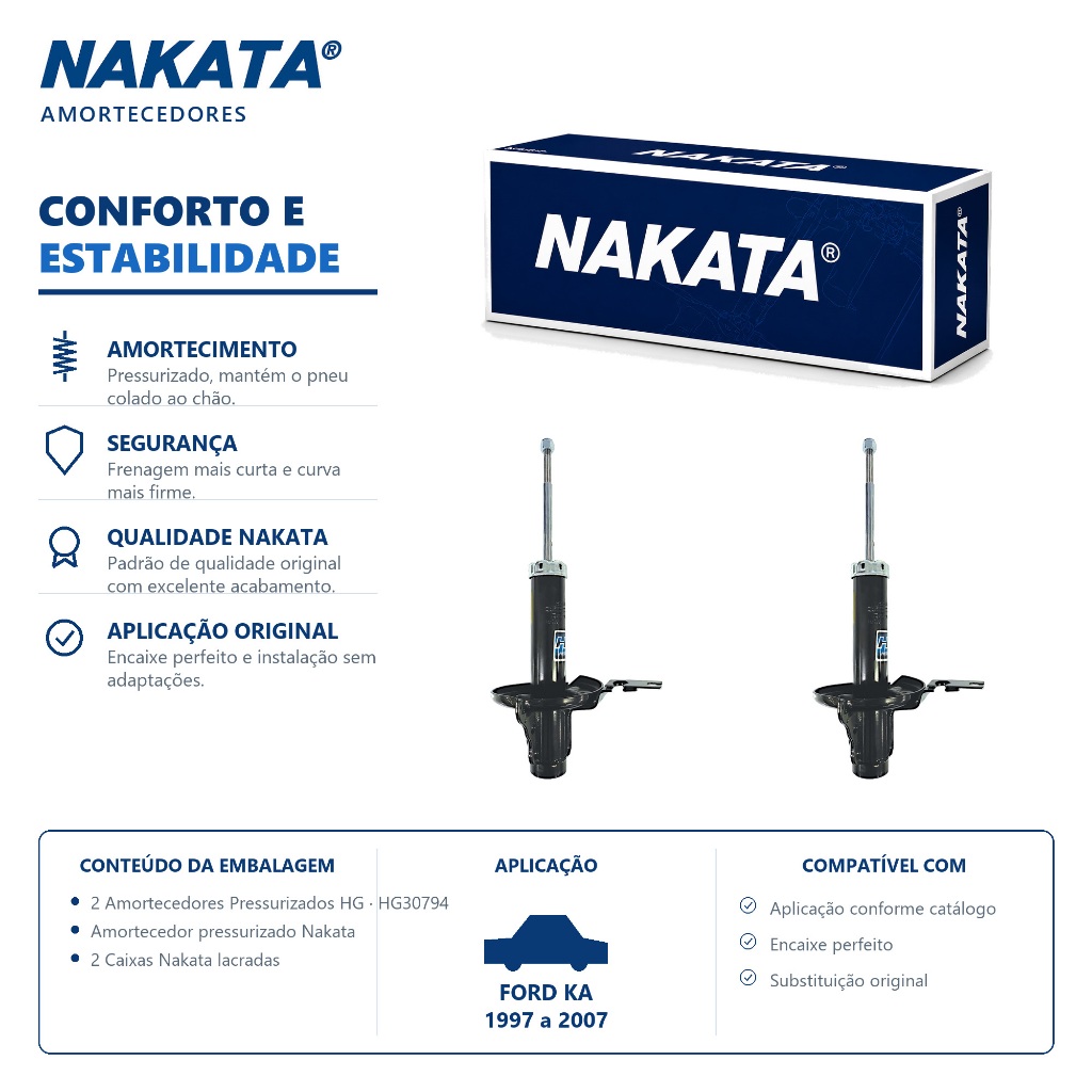 PAR Amortecedor Traseiro Ford Ka 1997 a 2007 Nakata HG30794