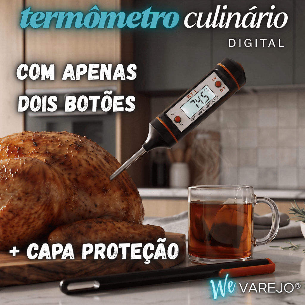 Termômetro Culinário Digital Para Medir Temperatura em Alimentos com Capa Protetora Preto - We Varejo