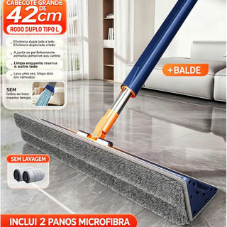Kit 3 Triângulo Mop 140 cm + 2 Refis Esfregão Lazy Mop Mãos Livres De Limpeza Seco/Molhado para esquinas de escadas -S5