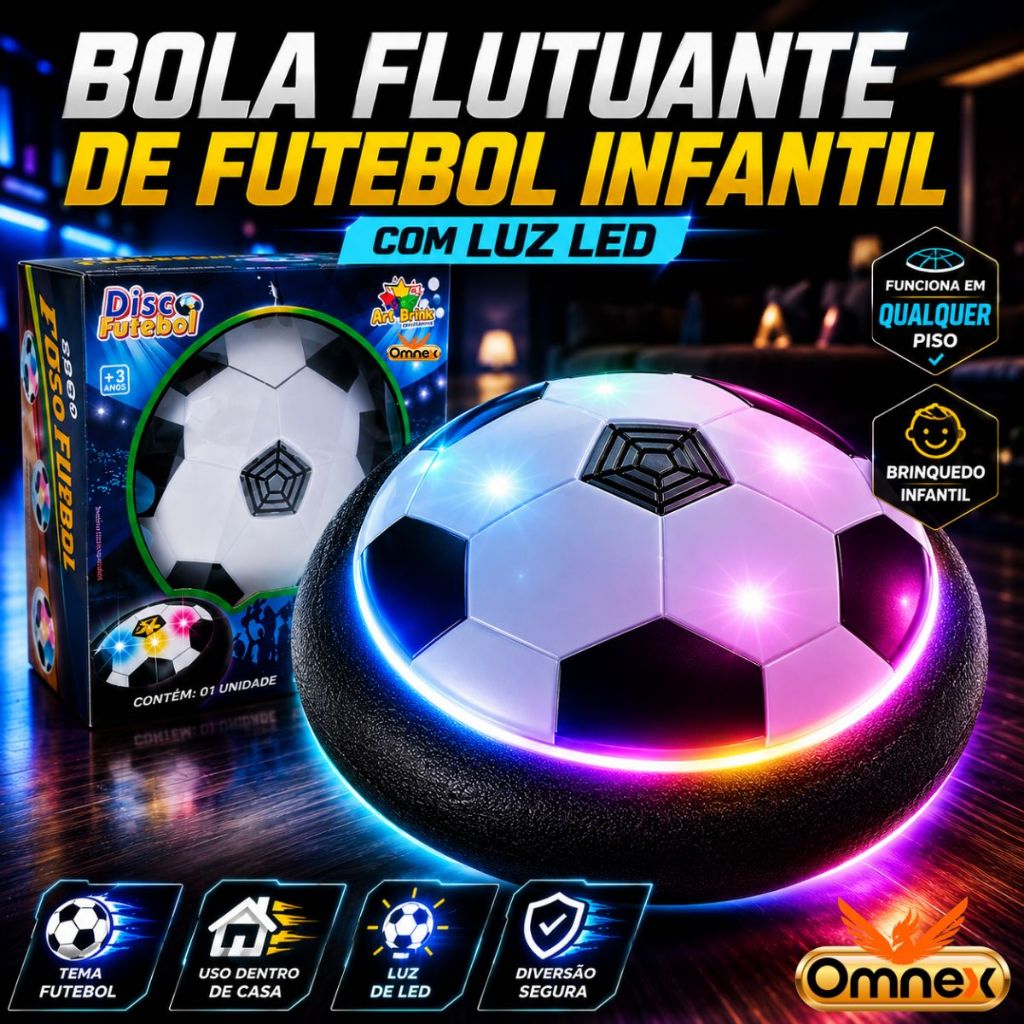 Bola Flutuante de Futebol Disco Hover Ball Infantil com Luz LED Diversão Garantida