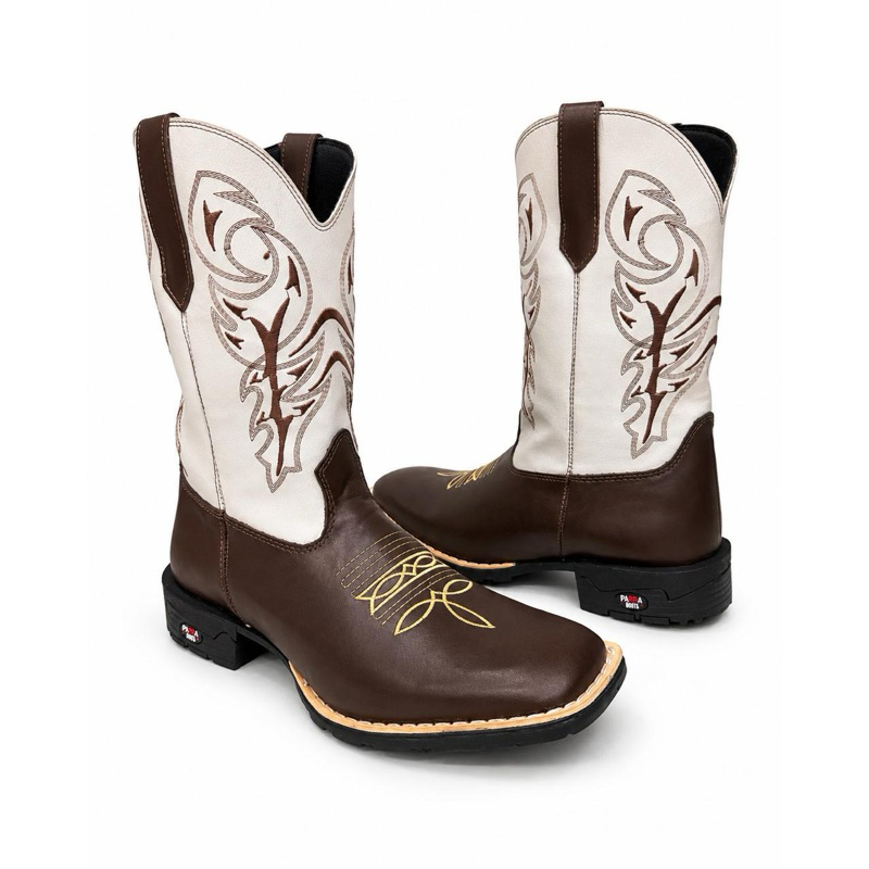 Bota Texana - Country - Rodeio - Bota Masculina em Couro Legítimo | Cano Alto | Bico Quadrado | Confortável