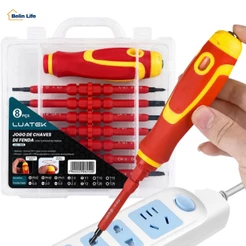 Kit Chaves de Fenda LUATEK 8 Peças CR-V com Pontas Magnéticas e Testador de Energia