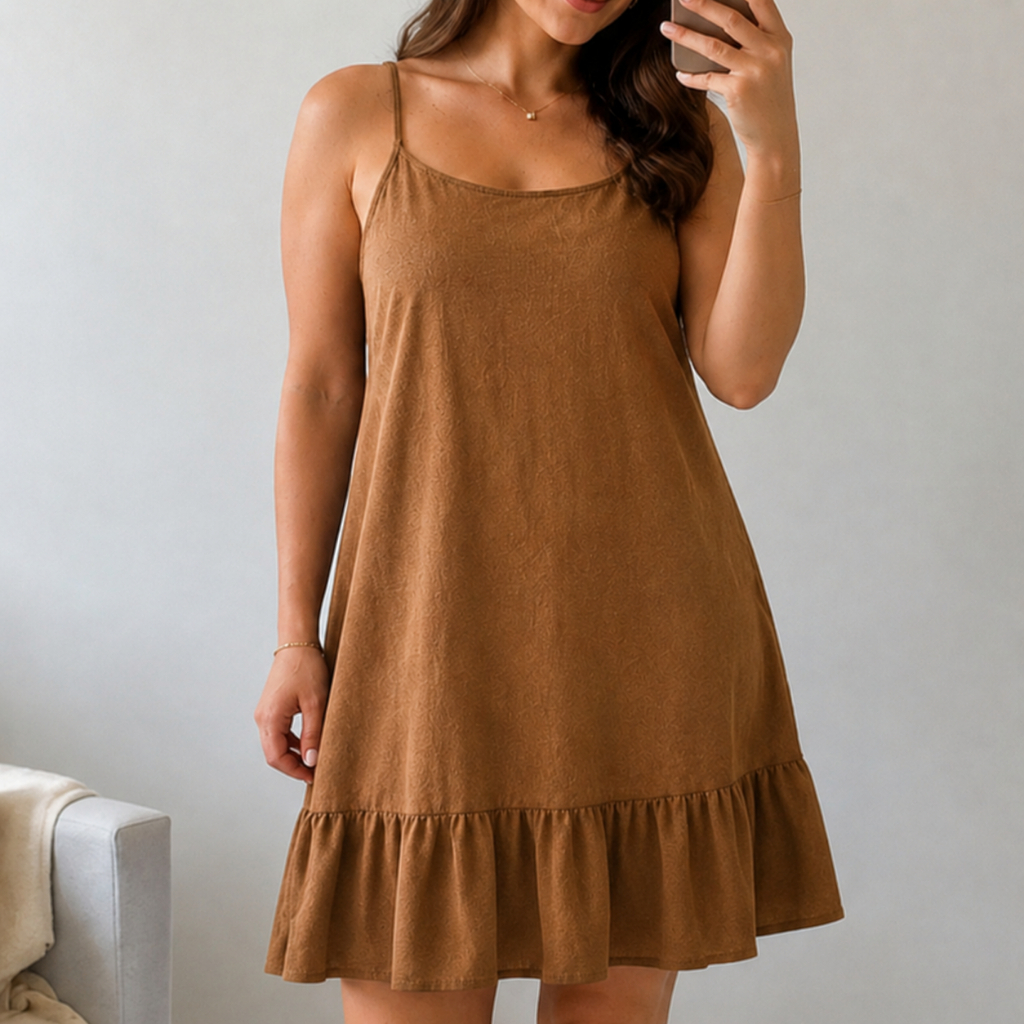 Vestido Curto Feminino Alcinha Soltinho Leve Fresco Casual Look Blogueira Confortável Casual Verão