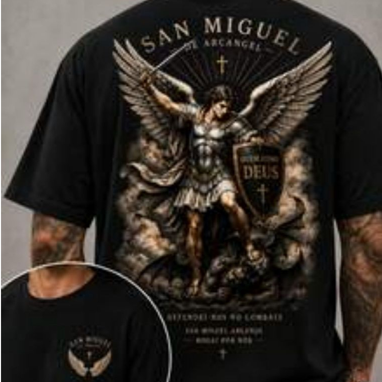 Camiseta Masculina 100% Algodão Casual " San Miguel de Arcanjo "  Trabalho Academia Urbano Gola Redonda!!