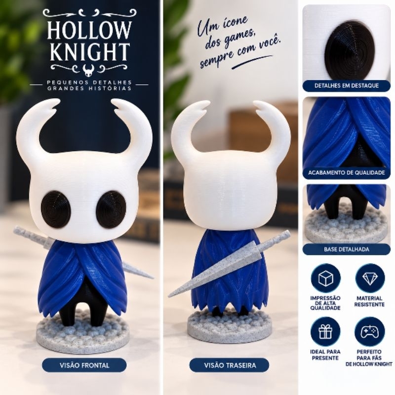 Miniatura Colecionável Hollow Knight 3D com Detalhes Realistas