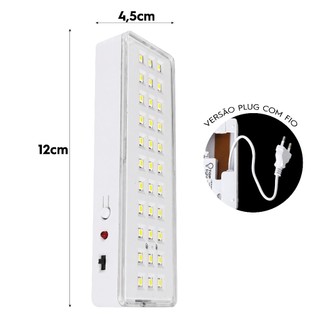 Kit 4, 5, 6 Luminaria de emergencia 30 leds 2W Branco Frio