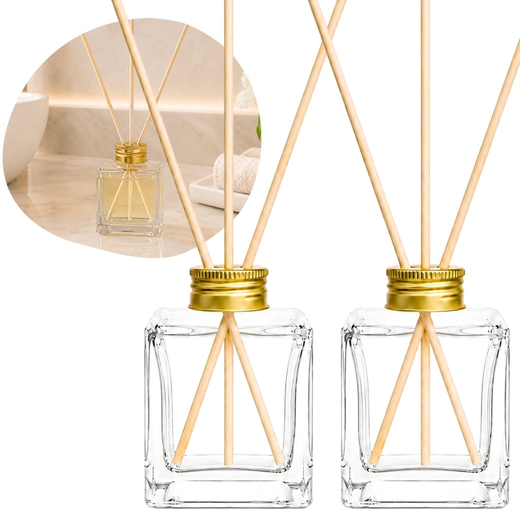 Kit 25 Vidros Cubo 50ml C/ Tampa para Aromatizador Difusor de Aromas + Varetas