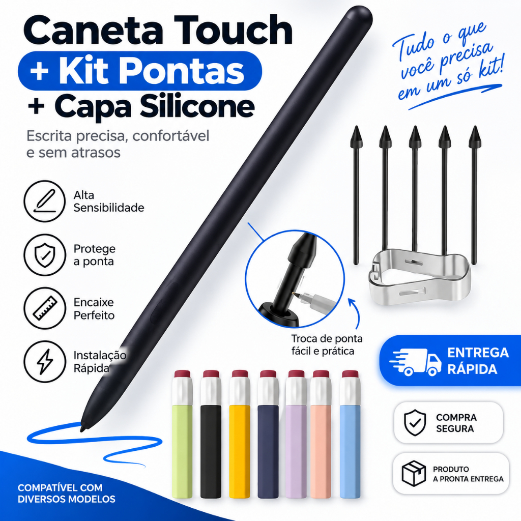Caneta Stylus Galaxy Tab S Pen S6 Lite S7 S7 Plus S7FE S8 S8 Plus S8 Ultra Com Palm Rejection.