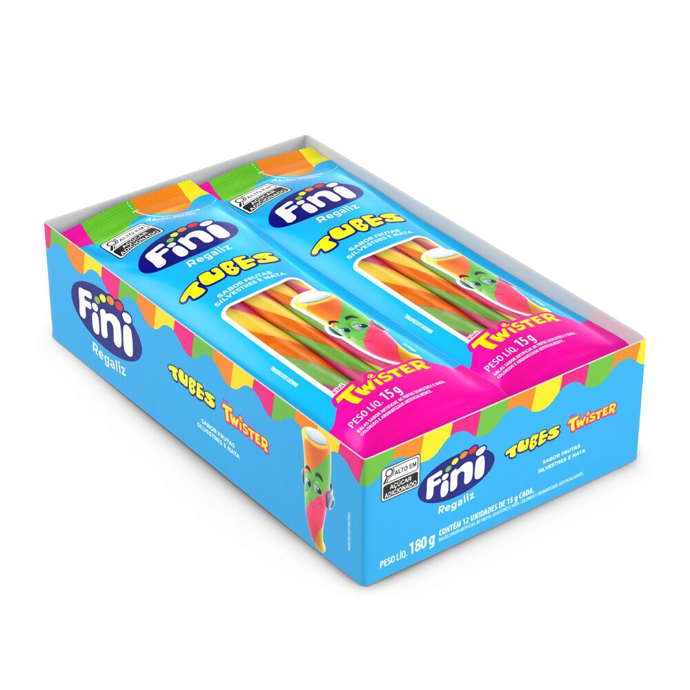 Caixa 12un Fini Tubes Twister 15g Colorido