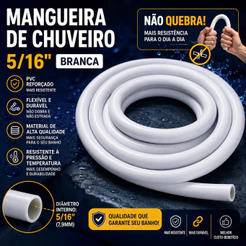 Mangueira de Chuveiro 5/16 Branca PVC Reforçada Flexível Resistente Alta Qualidade Mangueira de Chuveirinho