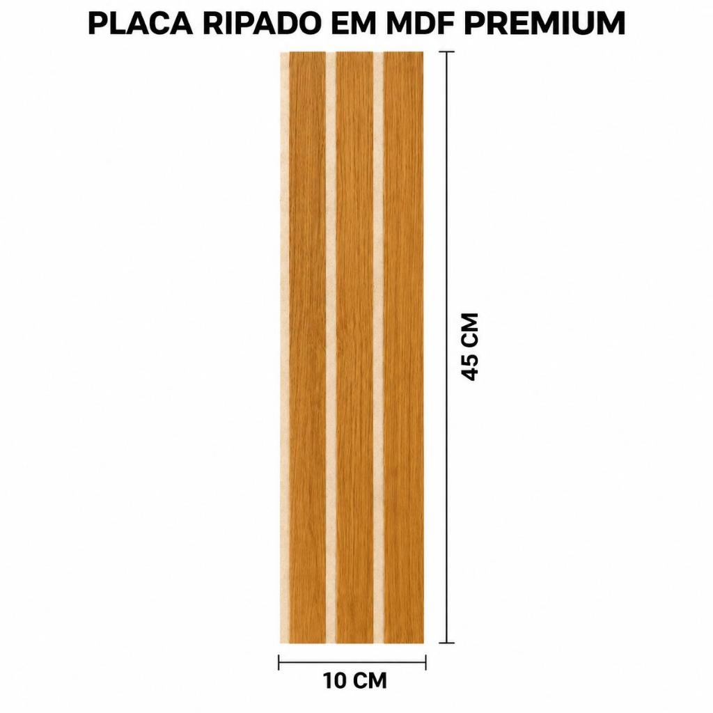 Kit 5 Áte 50 Painel Ripado MDF 45cmx10cm Placas Decorativas Parede Sala de TV Quarto Escritório Cozinha Instalação Fácil