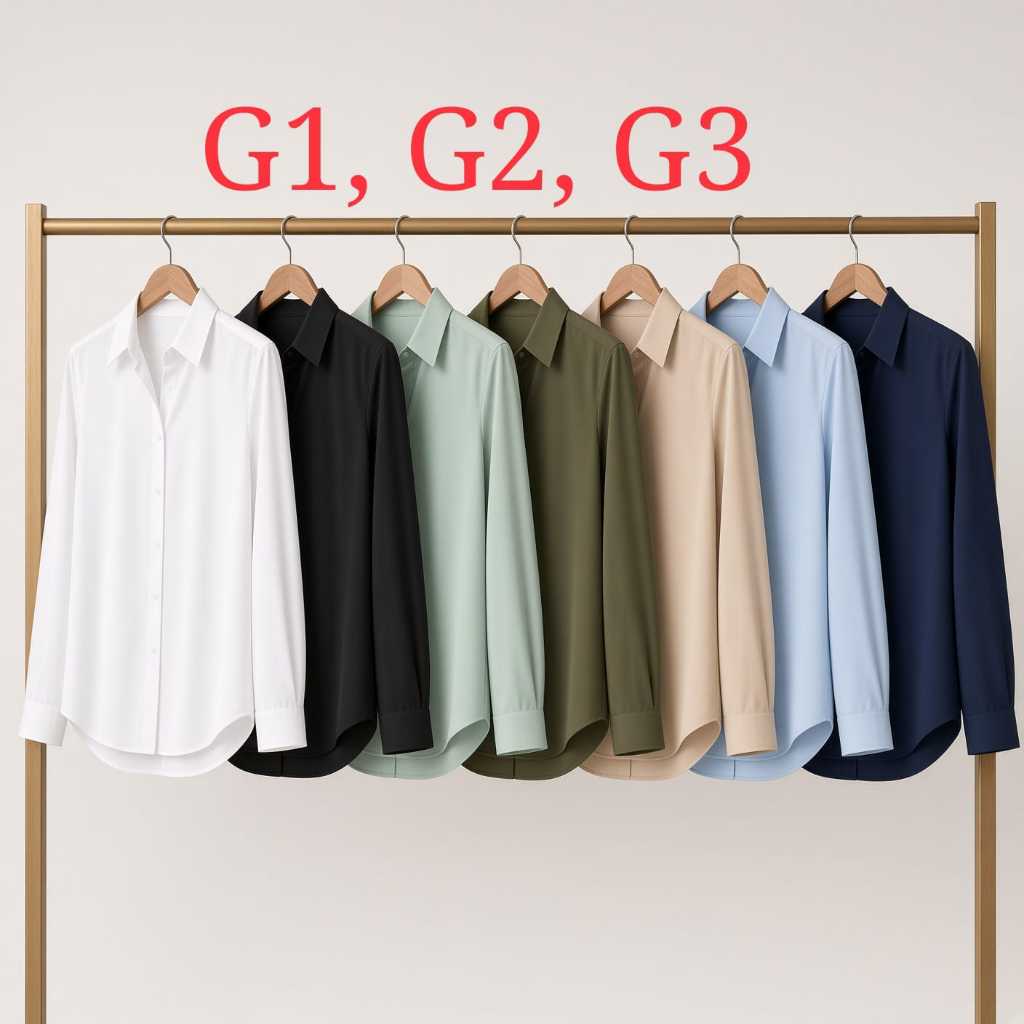 Camisa Clássica Feminina Plus Size Lisa Casual, Elegante e Conforto Manga Longa G1-G2-G3