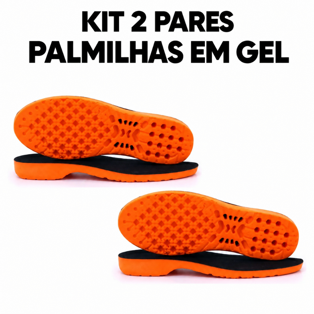 Kit 2 Pares Palmilha Ortopédica em Gel Adventure Para Trabalho Confortável Alivia Dores