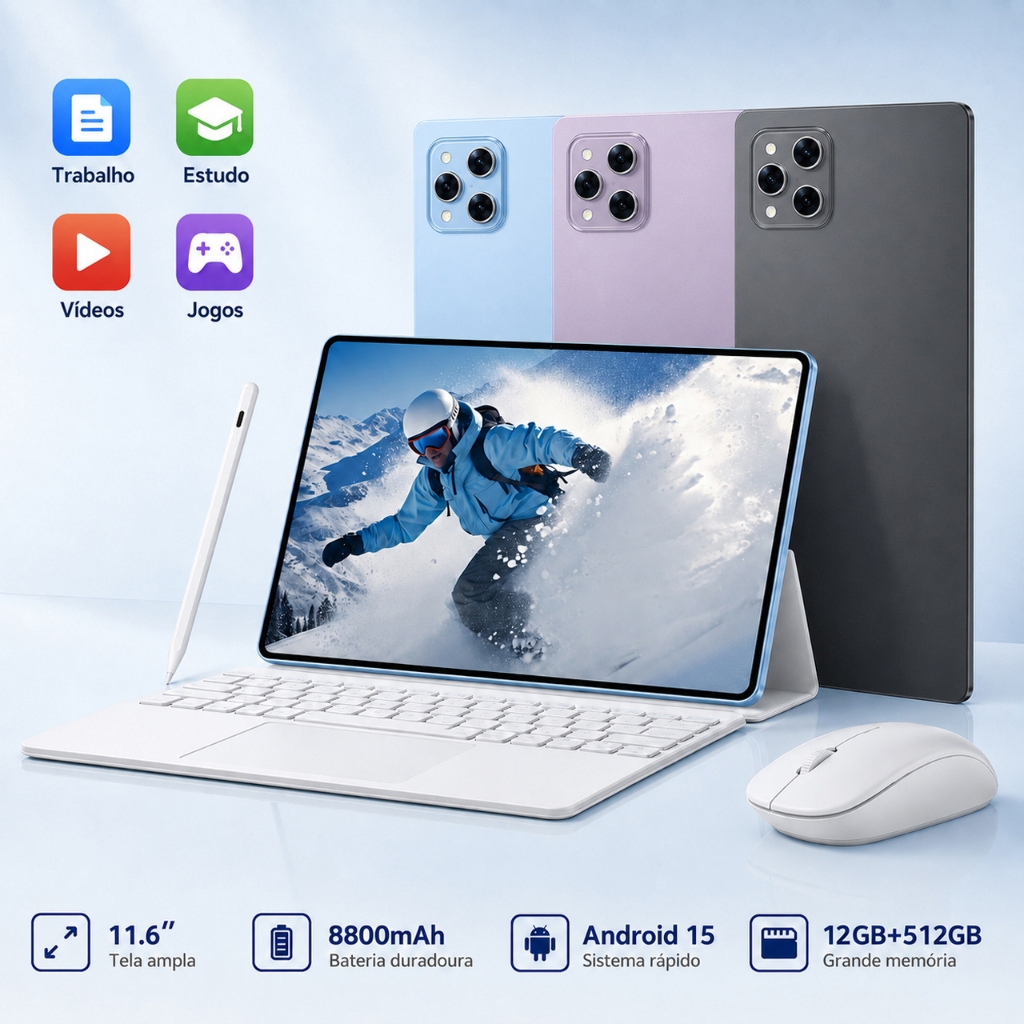 Tablet Pro12 5G Gamer Android 11.6 Polegadas Tela Grande 12GB RAM 512GB Para Jogos Filmes Vídeos Tablet pad Pro12