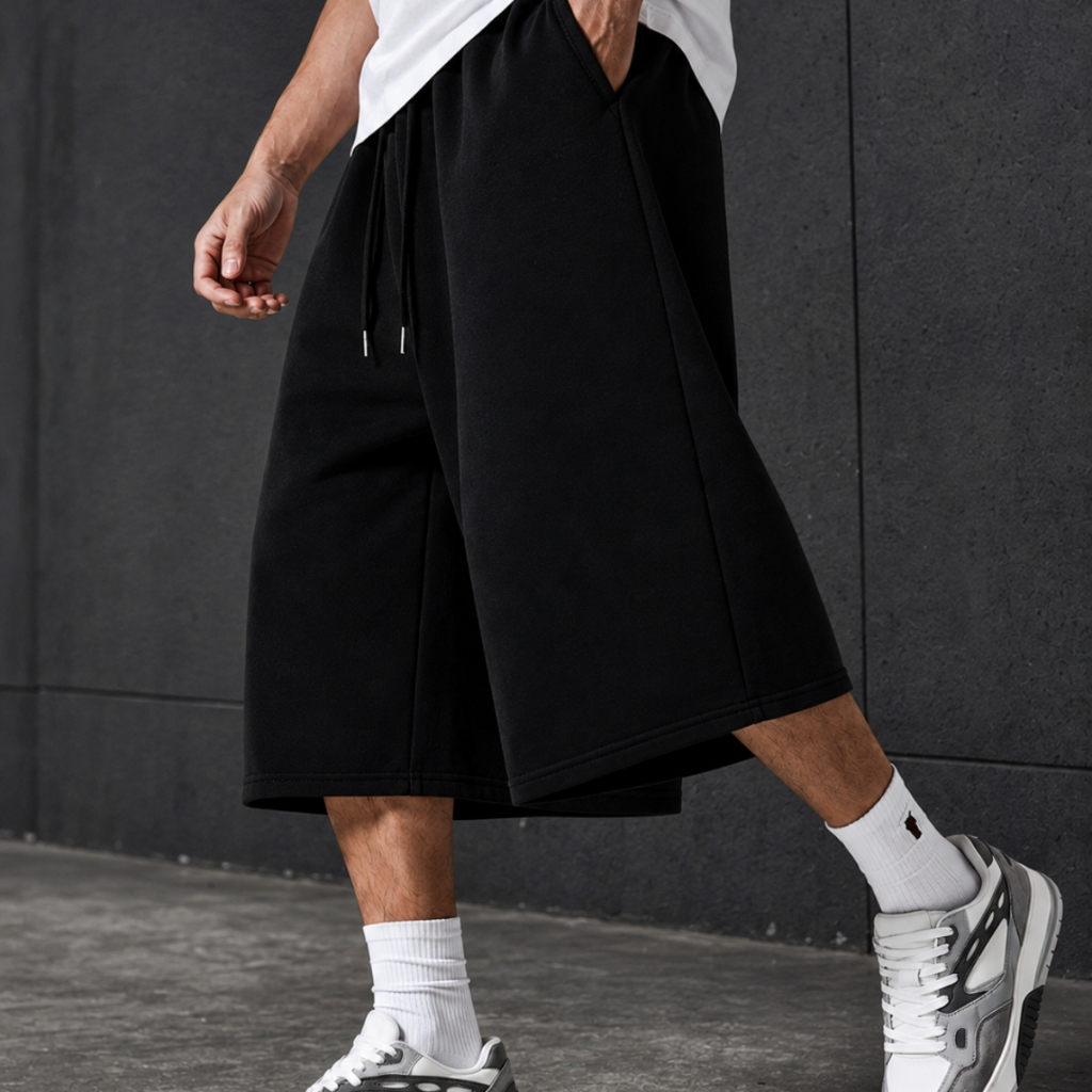 Bermudão Baggy Masculino Moletom Oversized Bermuda Larga Abaixo do Joelho Streetwear