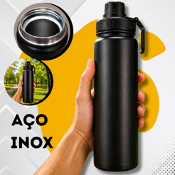 Garrafa De Água Termica 800ml Café Inox Copo Frio E Quente Preto Grande Vacuo Parede Dupla