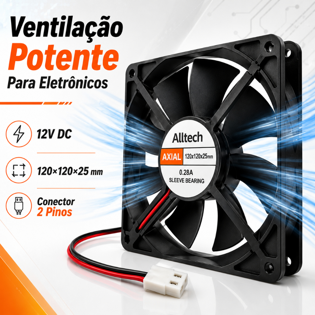 Ventilador Cooler Fan Ventoinha 120x120x25 12v 0.28a