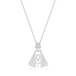 Colar Feminino de Prata 925 Nossa Senhora Aparecida Vazada