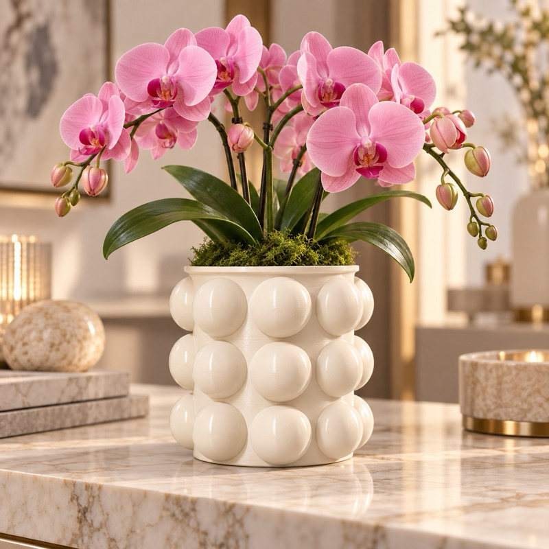Vaso Decorativo de Bolas 13x13 cm Moderno para Sala, Mesa e Decoração