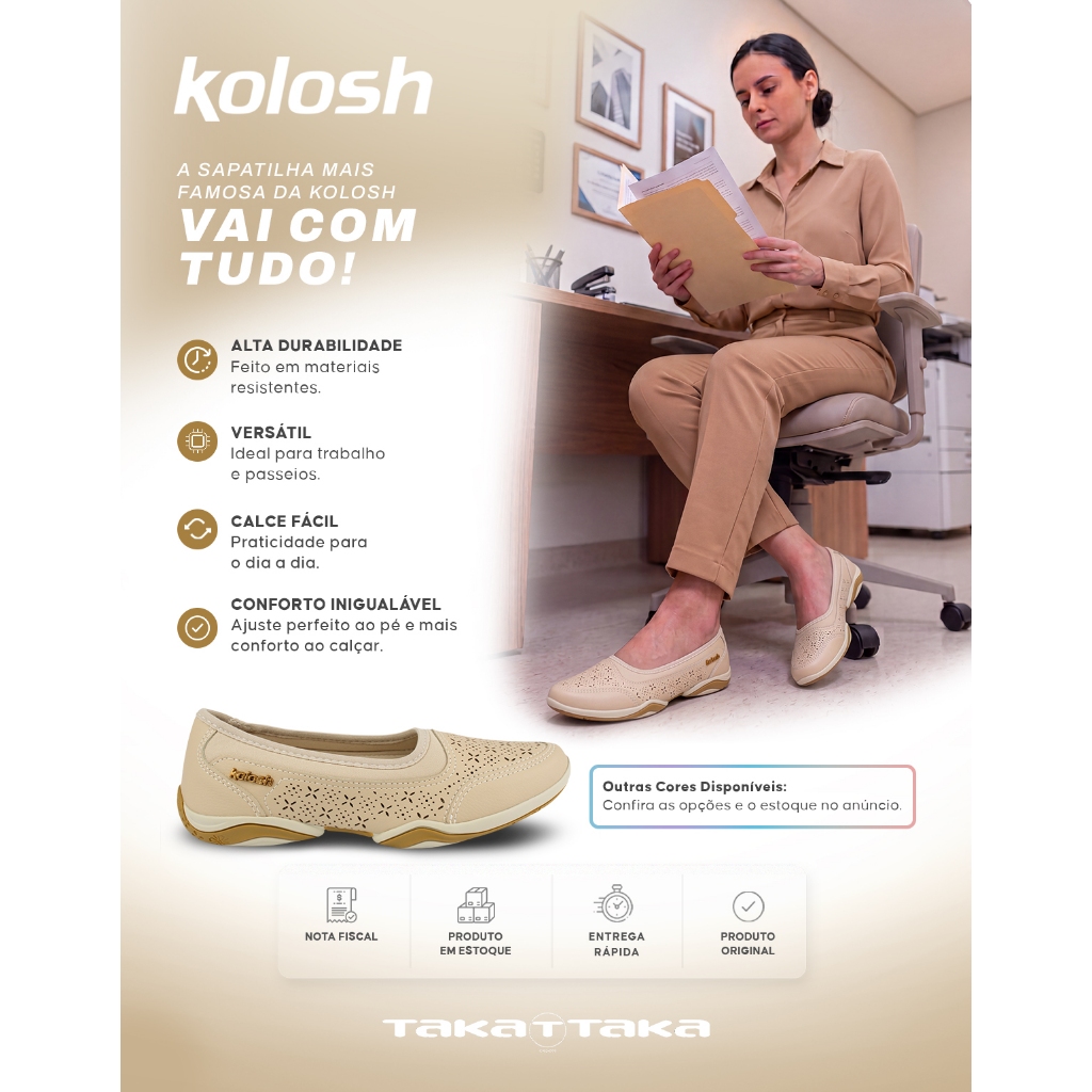 Sapatilha Ortopédica Kolosh Leve Elástico Confortável Sola Antiderrapante Cores Neutras — imagem 2 de 2