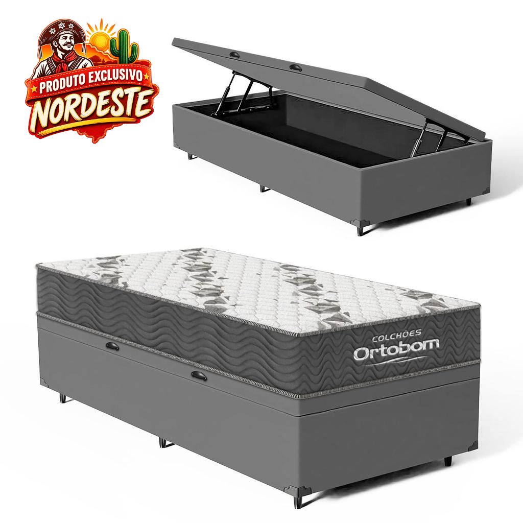 Cama Box Baú + Colchão Espuma D33 Ortobom Airtech 100 88 cm