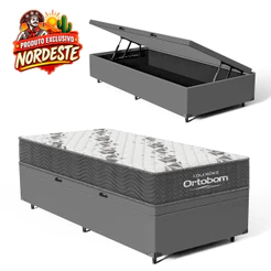 Cama Box Baú + Colchão Espuma D33 Ortobom Airtech 100 88 cm
