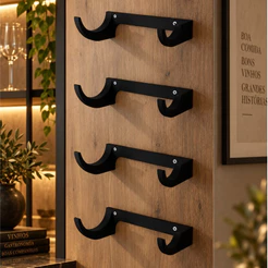 Kit 4 Porta Garrafas de Vinho Parede Preto | Suporte Adega Decorativa Moderna para Vinhos Amo 3D Decor