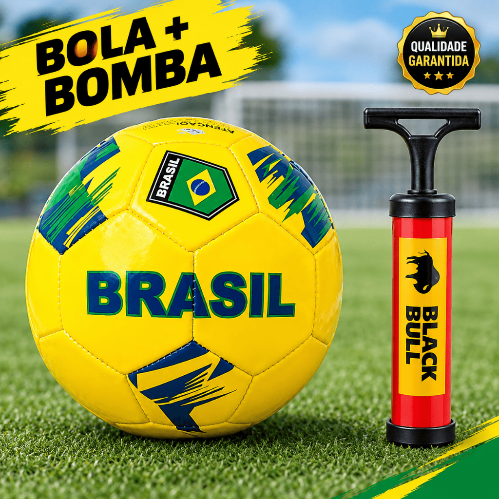 Bola de Futebol + Bomba Brasil Seleção Brasileira Oficial Numero 5 Bomba de Ar Campo Futsal