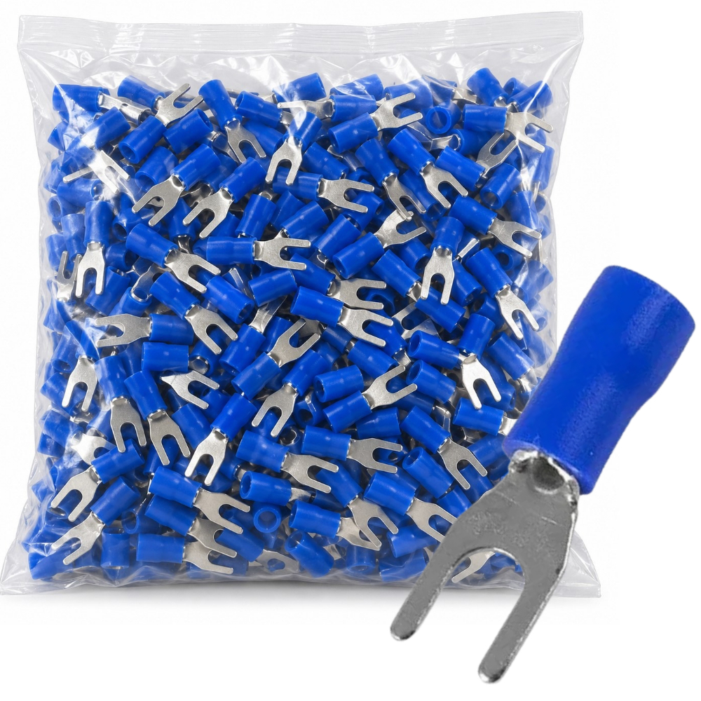 Pacote Terminal Pre Isolado Forquilha Garfo 2,5mm Azul SV2-5