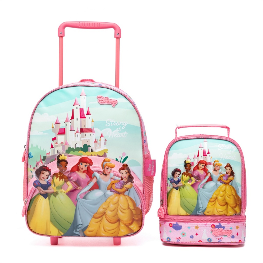 Kit Mochila de Rodinhas Princesas Pré Escolar Feminina Disney