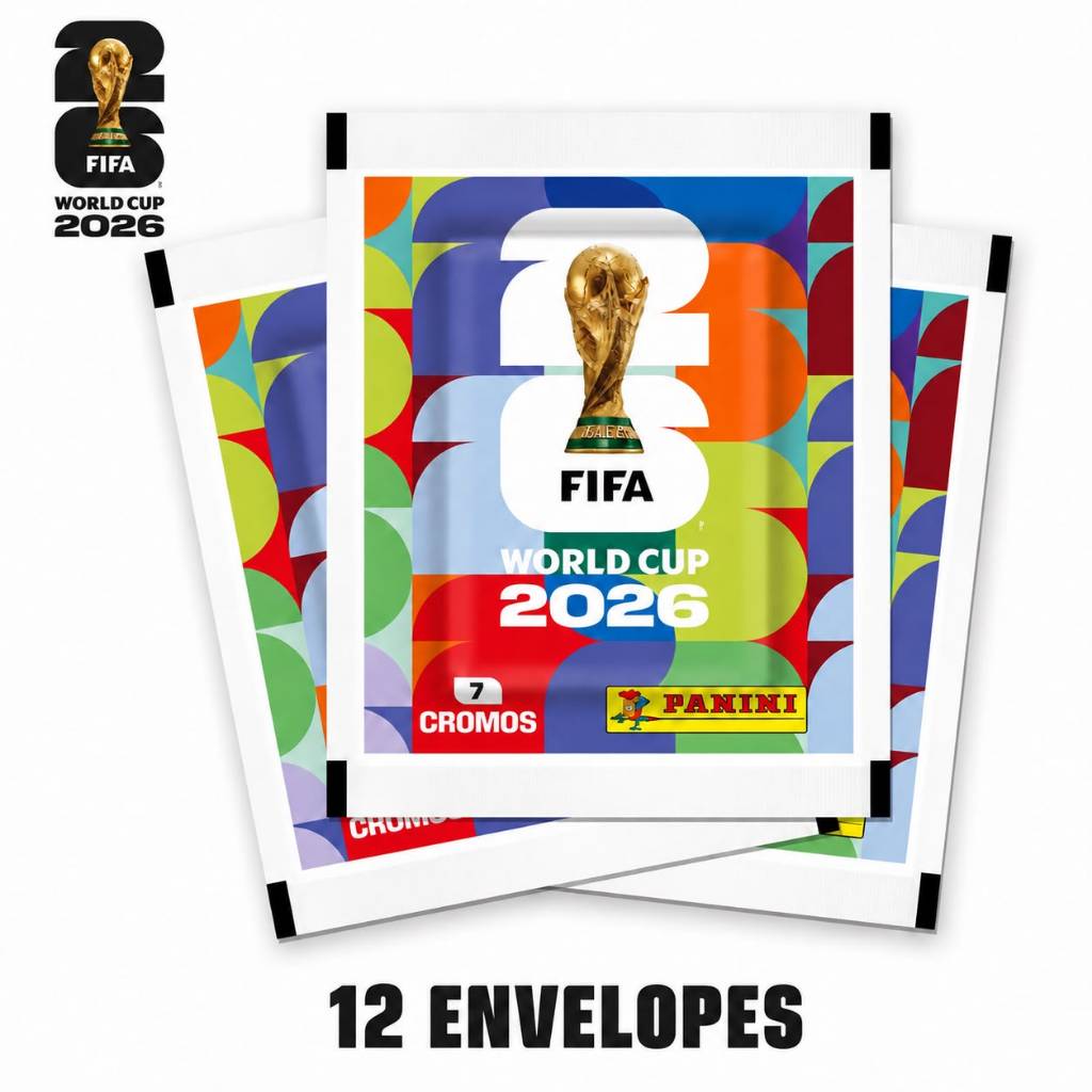 Kit 12 Envelopes Figurinhas Copa do Mundo 2026 - 84 Figurinhas Oficiais Panini - 12 Pacotinhos