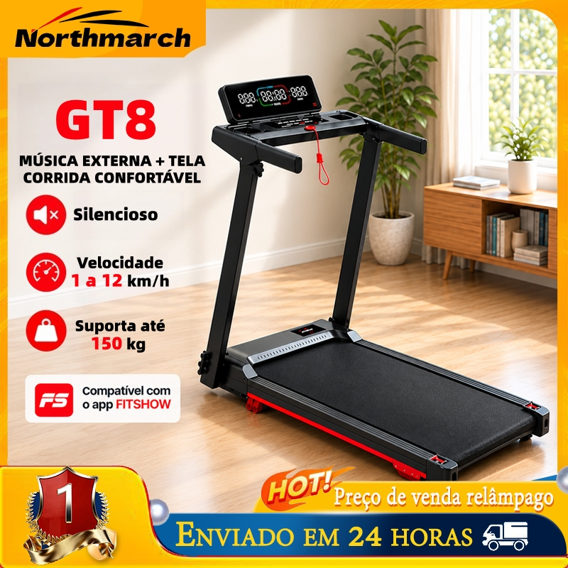 Esteira Elétrica Dobrável Silenciosa 1-12km/h Suporta 150kg Compatível App Fitshow 110V 220V