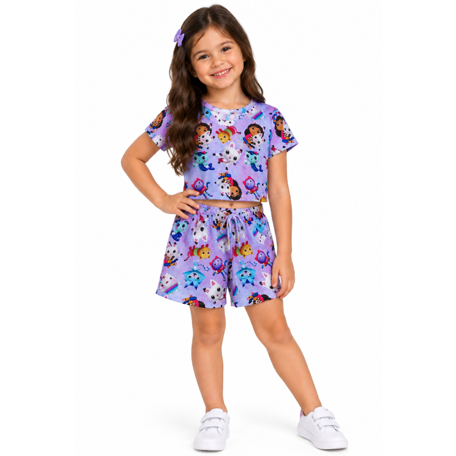 Conjunto verão infantil de  menina temático da Casa da Gabby