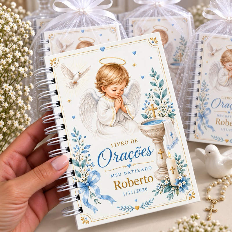 Livro de Orações Personalizados  lembrancinha de batizado Primeira Eucaristia Primeira Comunhão