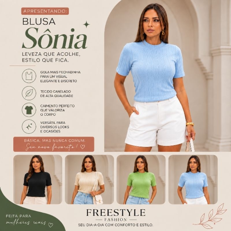 Blusa em malha canelada de viscose com elastano