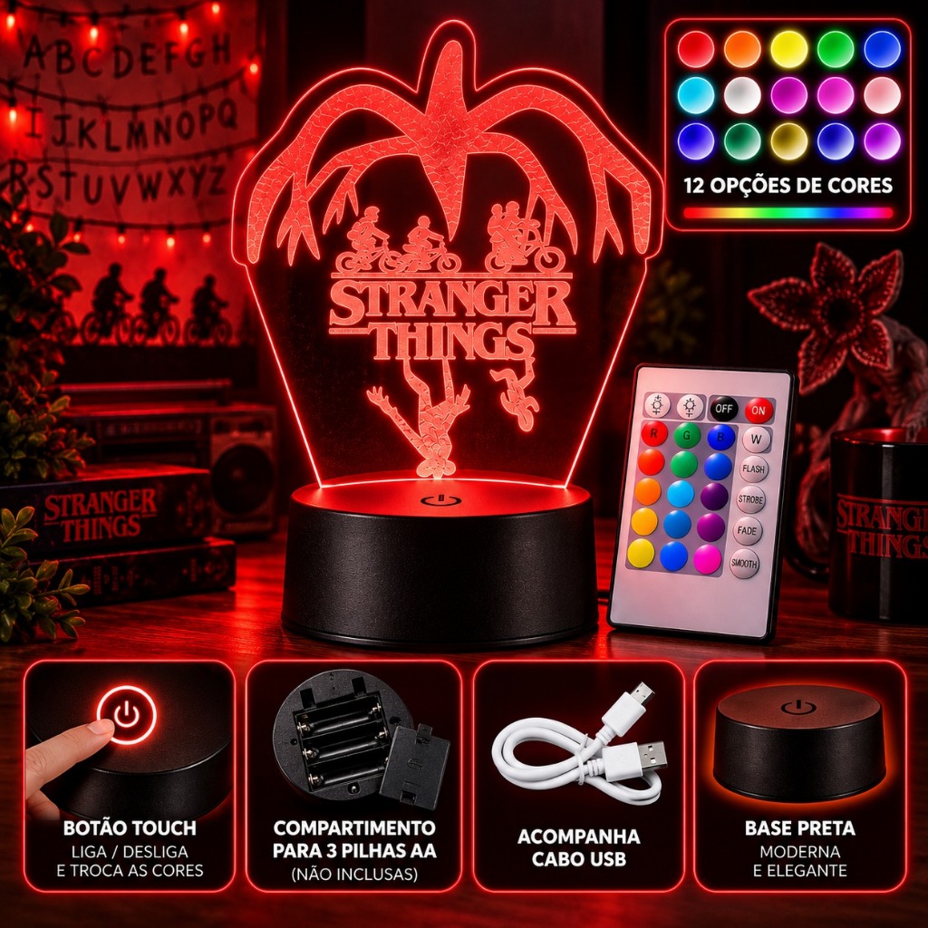 Luminária Decorativa Terror Retrô 3D LED Gamer Quarto Geek