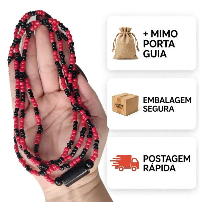 Guia exu pombagira com firma, preto e vermelho umbanda candomblé