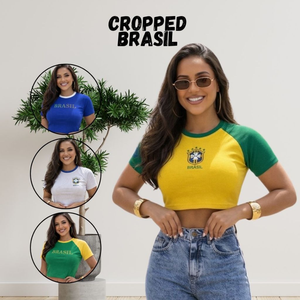 Blusa Feminina Do Brasil Cropped Tendência Ribana Canelada Cores Arraso Luxo