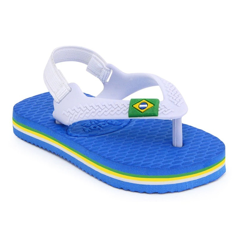 Chinelo De Dedo Bebê Sandália Infantil Elastico Super Macia Leve Confortável Detalhe Bandeira Brasil