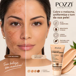 Base Alta cobertura Pozzi 30 ml para Maquiagem