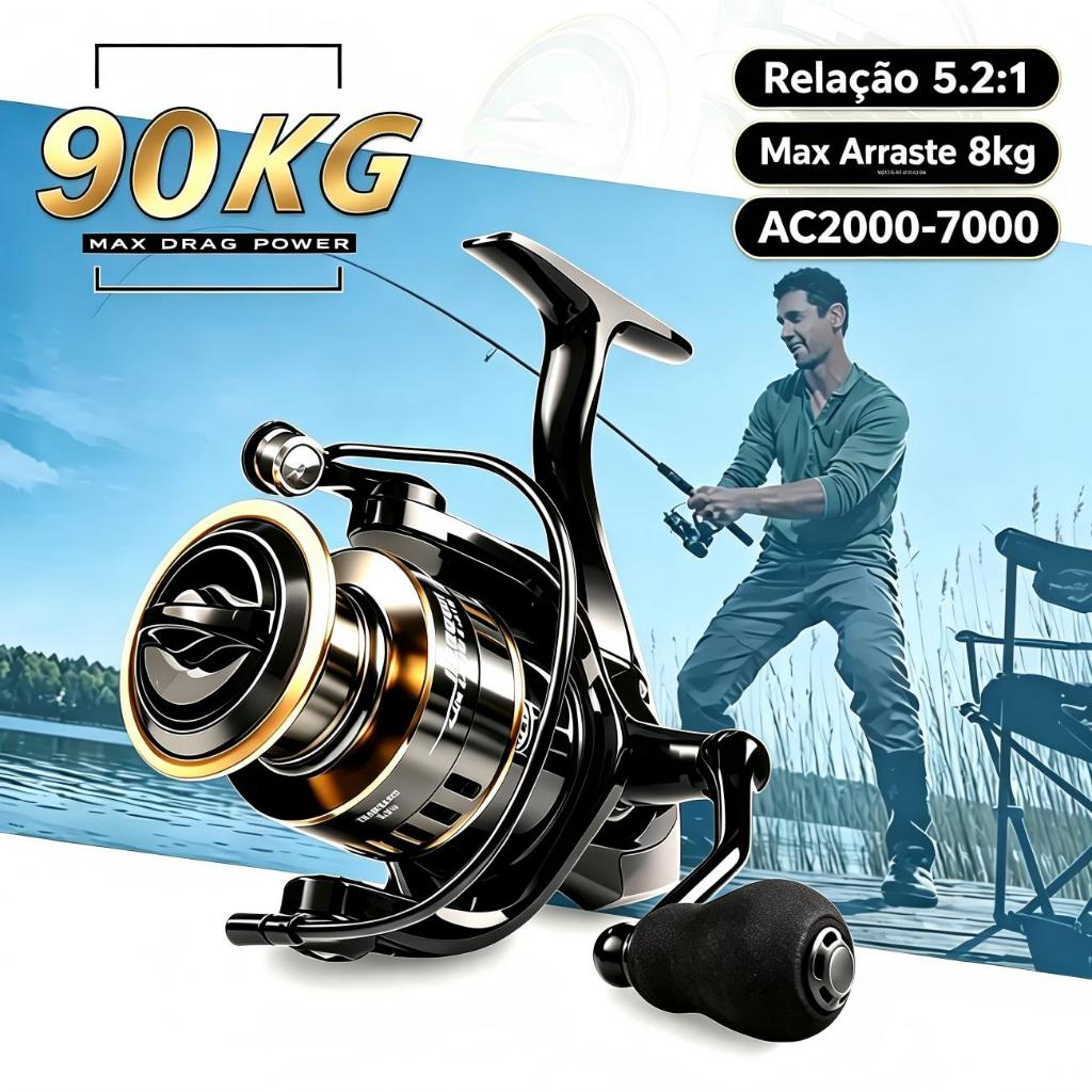 Vara de Pesca Carbono Kit Vara Lure Carbono Spinning Molinete AC2000 ou Baitcasting Carretilha Mão Direita ou Esquerda