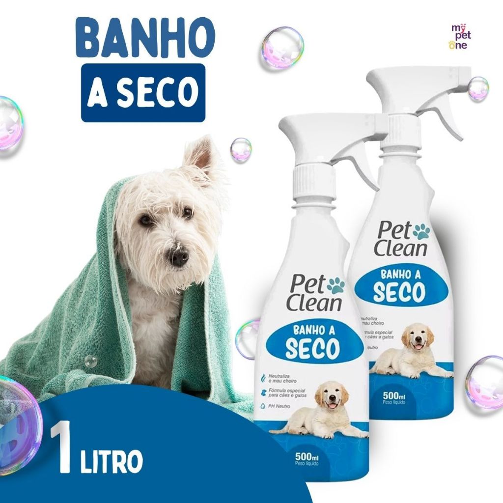 Kit 2 Banho a Seco Pet Clean Liquido para Cães e Gatos 500ml