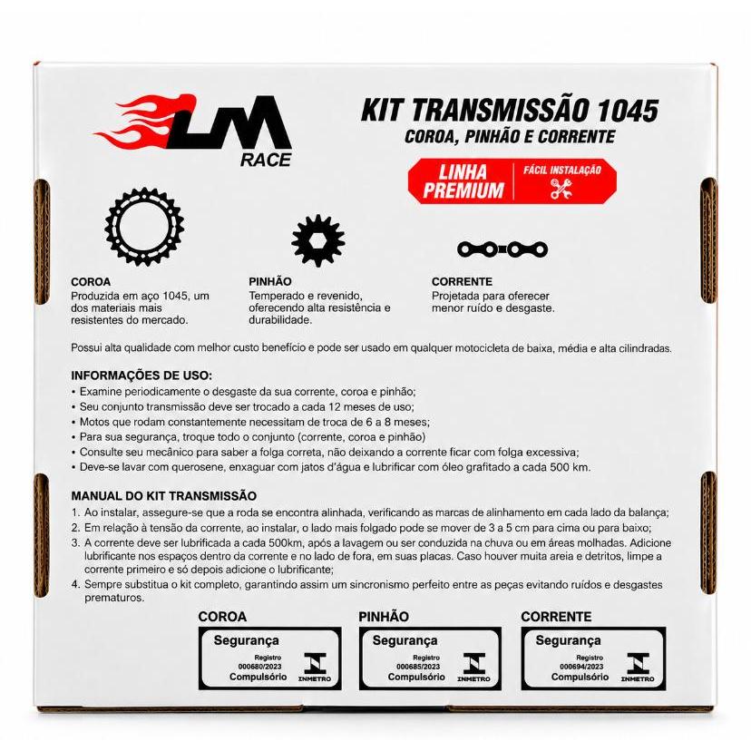 Kit Relação Transmissão Honda Pop 110 Kit Premium Lm Race Aço1045 Reforçado Corrente Coroa Pinhão · foto 2